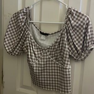 Light Brown Plaid Top